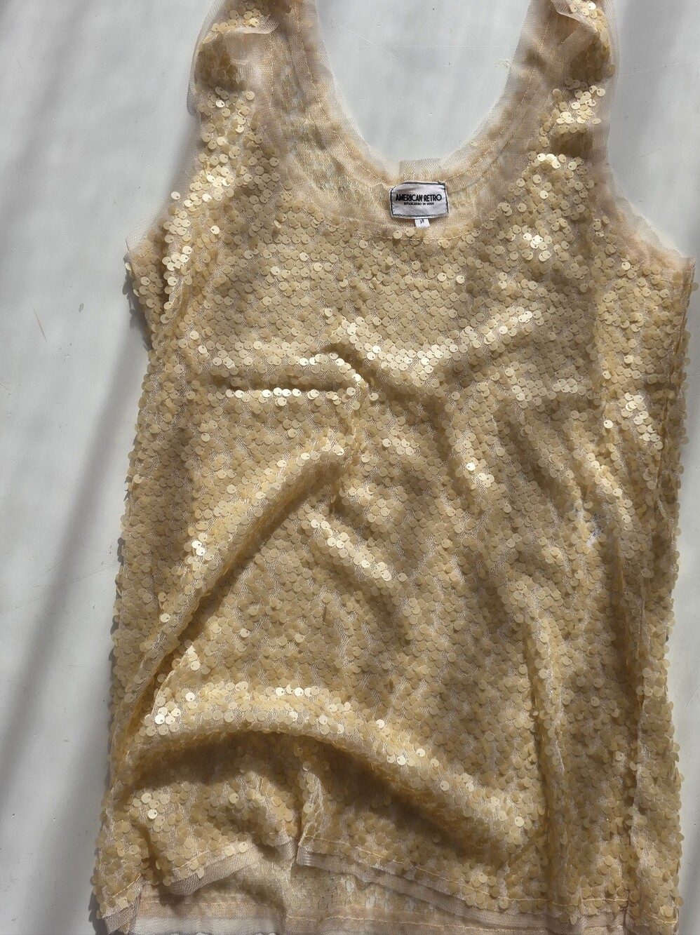 American Retro Gold Sequin Scoop Tank